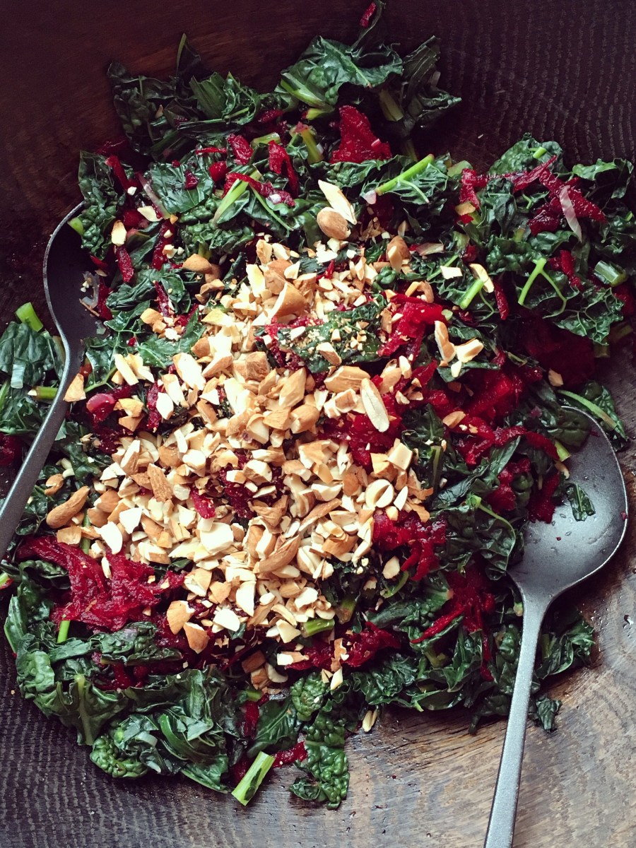 Kale-Beet salad w/ Avocado-Tahini&nbsp;dressing