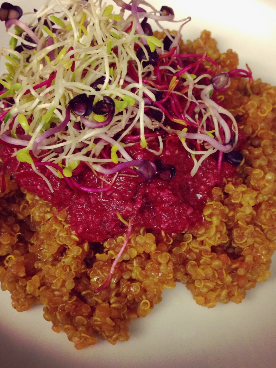 Beet-Quinoa tower