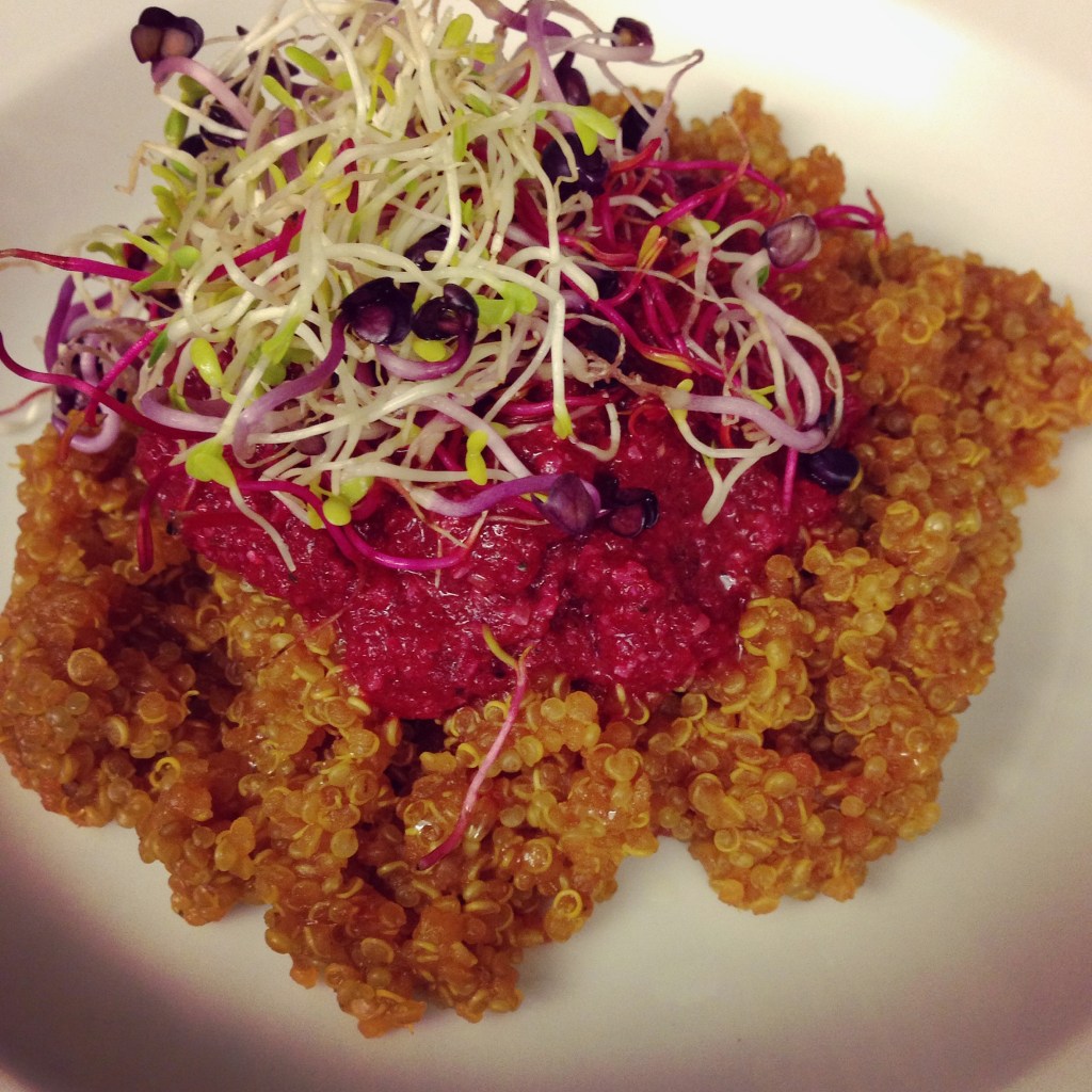 Beet-Quinoa tower